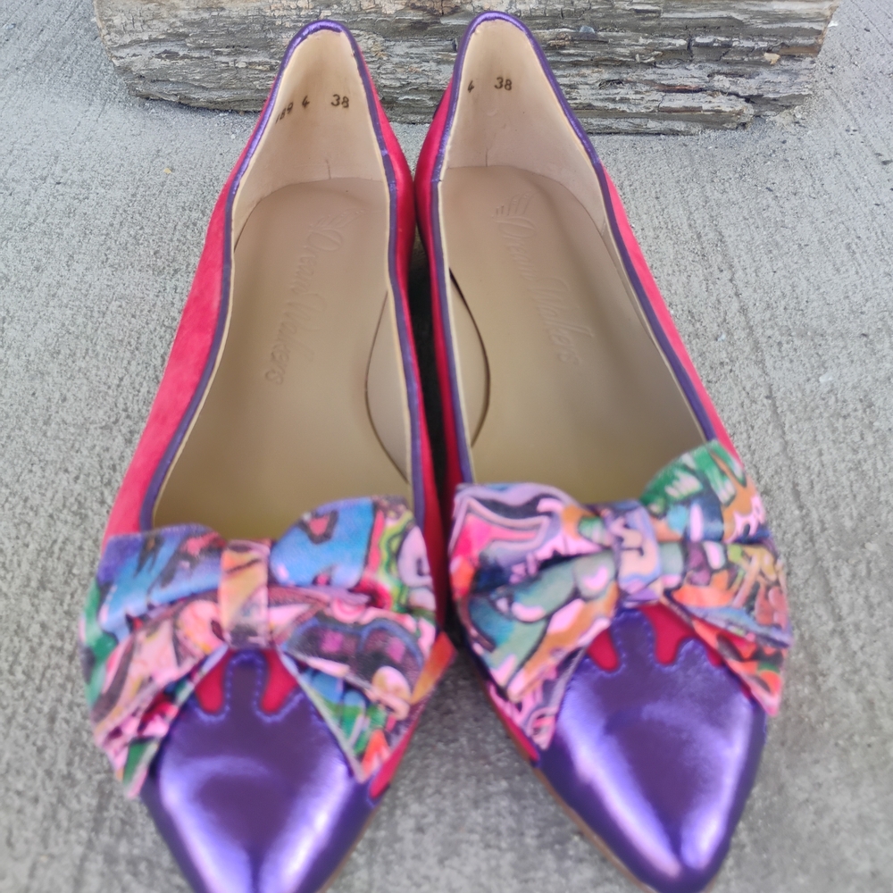 NEW Pink & Purple Women’s Flats with Bow Cute Ballet Style Comfy Slip-Ons  6- 8